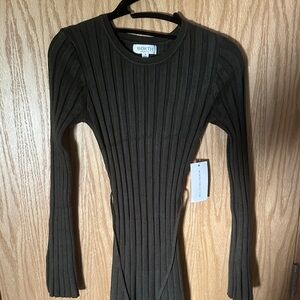 Worth collective Olive Ribbed Long Sleeve Knit Dress